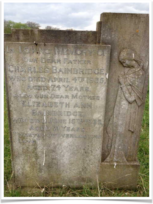 Charles & Elizabeth A Bainbridge Headstone, Alne Churchyard