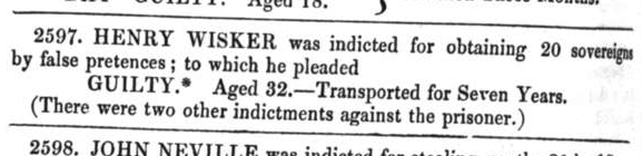 Case 2597. Henry Wisker, Proceedings of the Central Criminal Court, 25th October 1841, Old Bailey